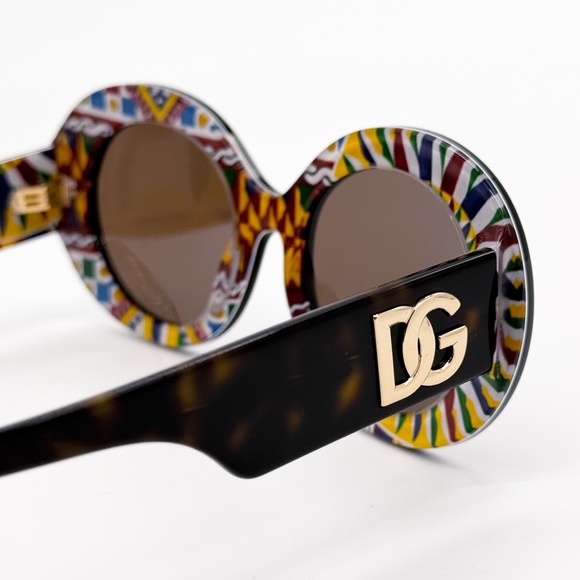NEW DOLCE&GABBANA DG4448 3217/73 WOMEN SUNGLASSES BROWN HAVANA ROUND EYEWEAR D&G - Picture 8 of 10